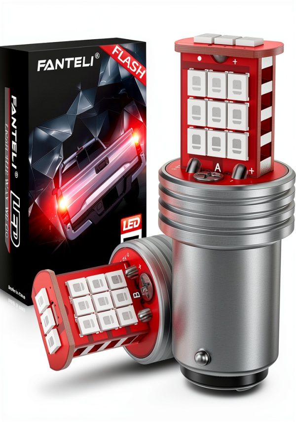 1157 LED Brake Light FANTELI Strobe Red Bulb-0