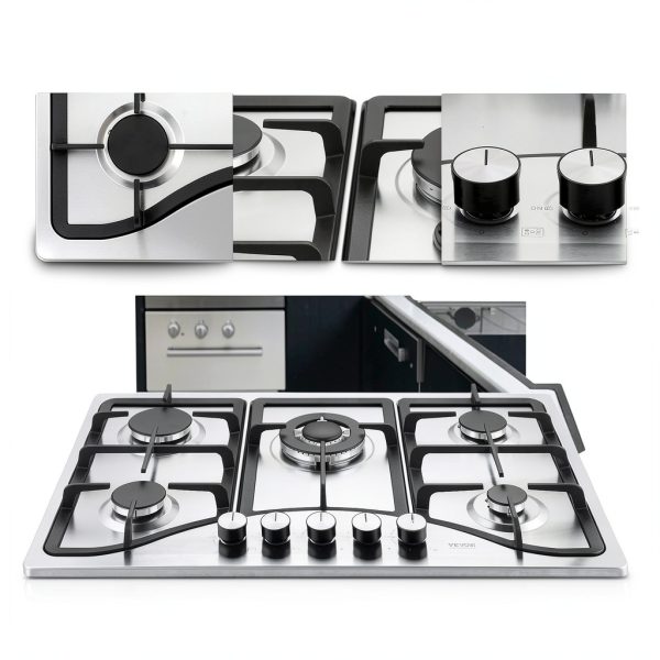 VEVOR 30" 5-Burner Cooktop Stainless Steel Dual Fuel Convertible-4