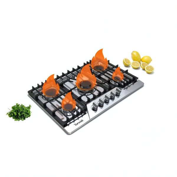 30 Inch Gas Cooktop TOPWISH 5‑Burner SABAF Stainless Steel Built‑In-3