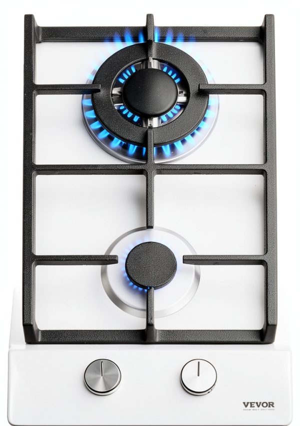 VEVOR 12" 2-Burner Cooktop Stainless Steel LPG/NG Convertible 12250BTU-0