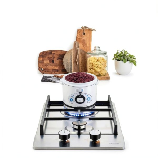 VEVOR 12" 2-Burner Cooktop Stainless Steel LPG/NG Convertible 12250BTU-1