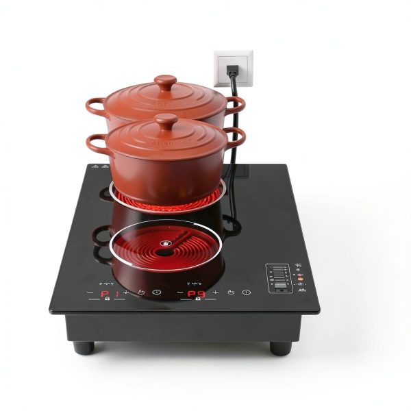 VBGK Electric Cooktop,12 Inch Built-in Radiant Electric Stove Top,110V 2100W 2 burner cooktop With 9 Heating Level, Timer & Kid Safety Lock, Sensor Touch Control 2 burner Induction Cooktop-2