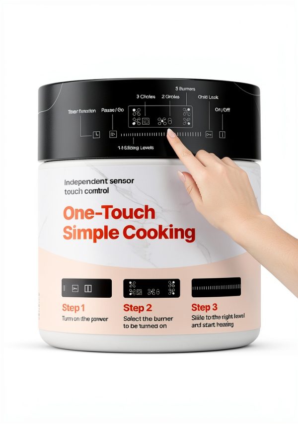VEVOR Built in Electric Stove Top, 30 inch 5 Burners Ceramic Cooktop, 240V Glass Radiant Cooktop with Sensor Touch Control, Timer & Child Lock Included, 9 Power Levels for Simmer Steam Slow Cook Fry-4