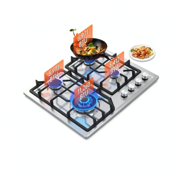 22x20 Gas Cooktop by forimo 4-Burner Stainless Steel 20W x 22L-1