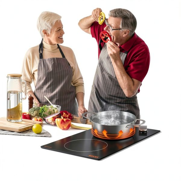 VEVOR Induction Cooktop, 1800W Electric Countertop Burner, 2 Burner Knob Control Stove, Built-in Induction Cooktop with 12 Temperature Settings, Glass Surface, Auto Shut-Off-8