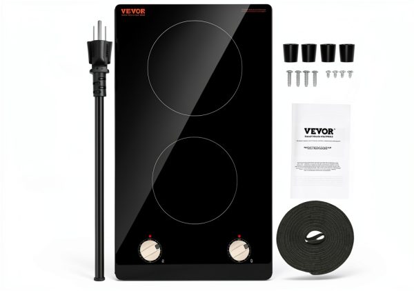 VEVOR Induction Cooktop, 1800W Electric Countertop Burner, 2 Burner Knob Control Stove, Built-in Induction Cooktop with 12 Temperature Settings, Glass Surface, Auto Shut-Off-9