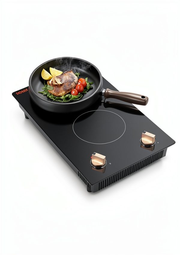 VEVOR Induction Cooktop, 1800W Electric Countertop Burner, 2 Burner Knob Control Stove, Built-in Induction Cooktop with 12 Temperature Settings, Glass Surface, Auto Shut-Off-6