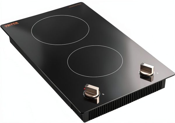 VEVOR Induction Cooktop, 1800W Electric Countertop Burner, 2 Burner Knob Control Stove, Built-in Induction Cooktop with 12 Temperature Settings, Glass Surface, Auto Shut-Off-3